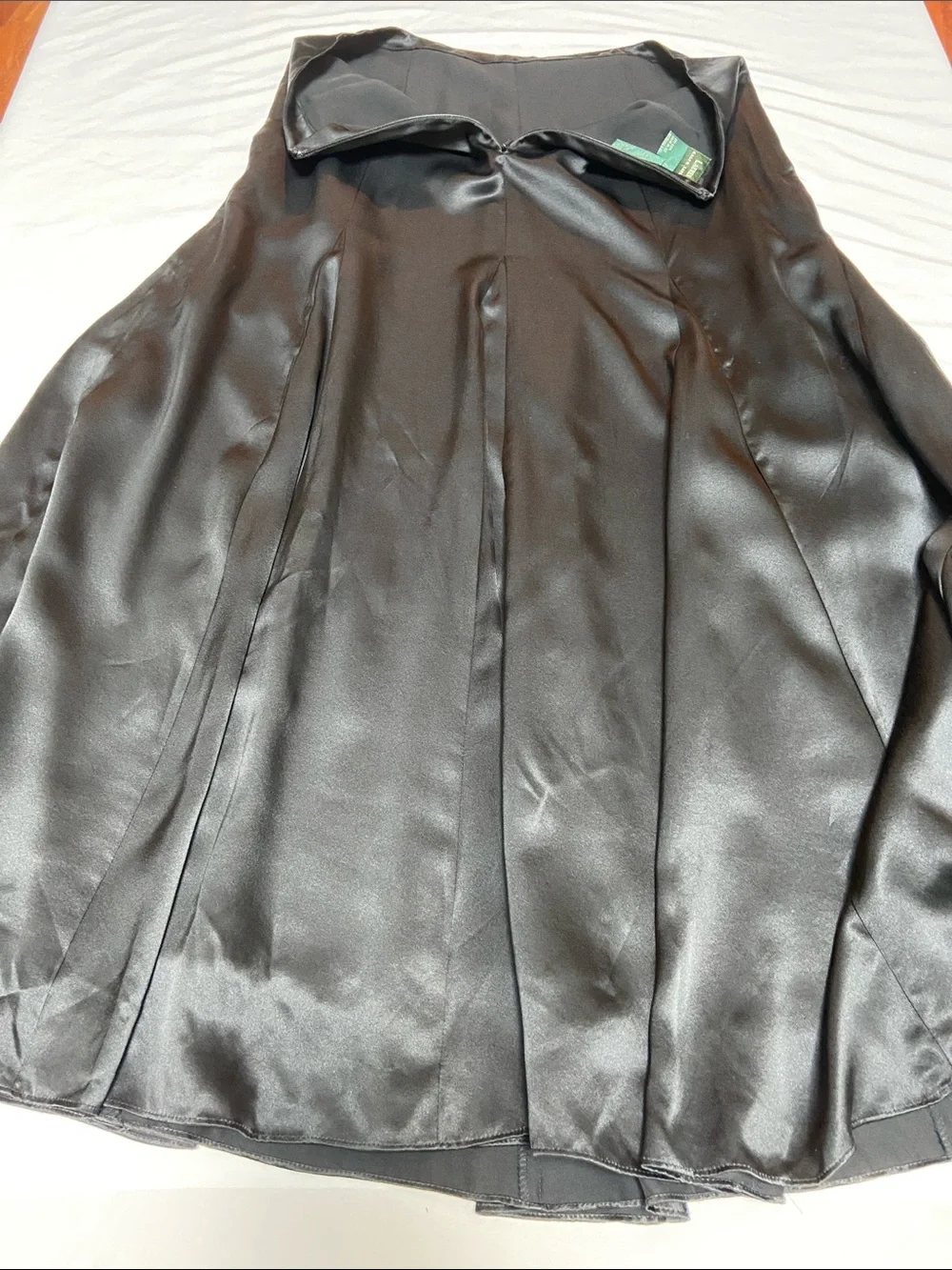 Vintage Lauren Ralph Lauren 100% Silk Black Maxi Godet Skirt Sz 4 - Picture 9 of 10